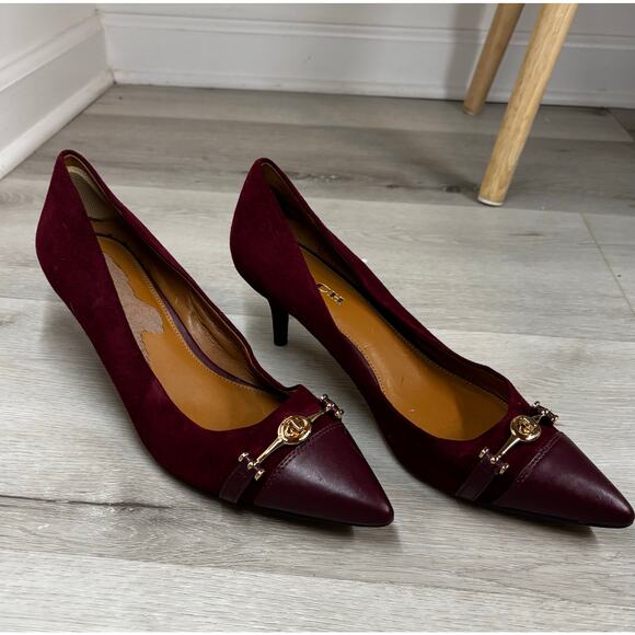 Coach Burgundy Suede Kitten Heel - Picture 2 of 4
